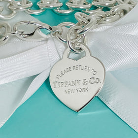 7" Small Return To Tiffany Heart Tag Charm Bracelet in Silver - 0