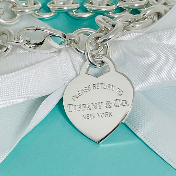 8.25" Medium Large Return To Tiffany Heart Tag Charm Bracelet in Silver - 3