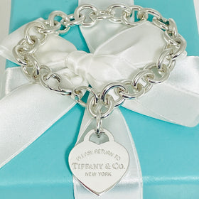 7" Small Return To Tiffany Heart Tag Charm Bracelet in Silver