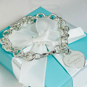 7.75" Medium Return To Tiffany Heart Tag Charm Bracelet in Silver - 0