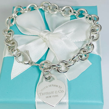 9" Large Return To Tiffany Heart Tag Charm Bracelet in Silver