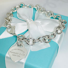 9" Large Return To Tiffany Heart Tag Charm Bracelet in Silver - 0