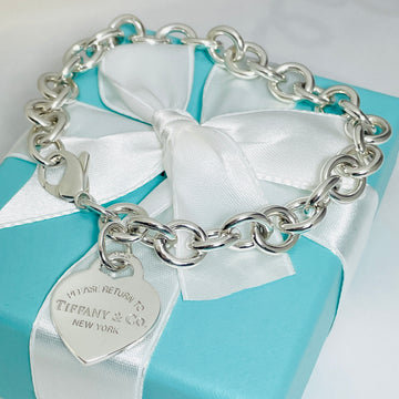 9" Large Return To Tiffany Heart Tag Charm Bracelet in Silver - 0