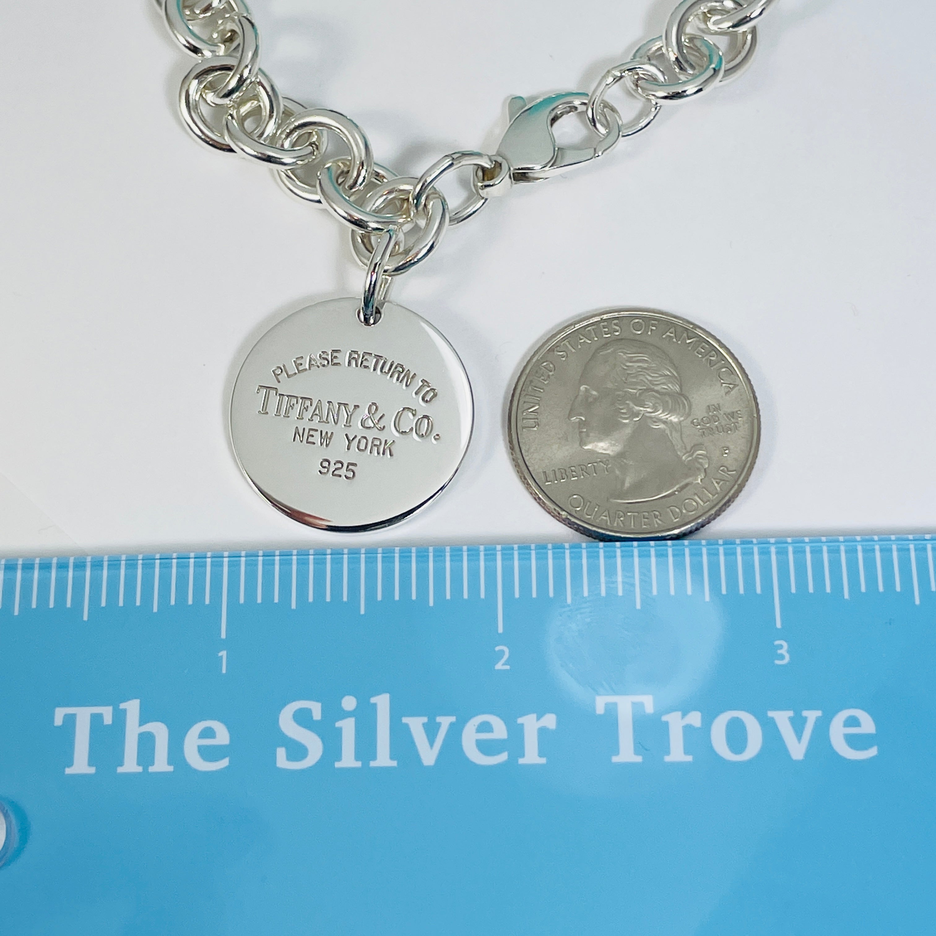 7.5" Medium Please Return to Tiffany & Co Round Tag Charm Bracelet in Silver
