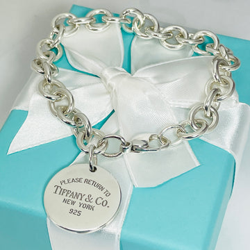 8.5" Large Return to Tiffany & Co Round Tag Charm Bracelet in Silver - 0