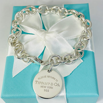 9" Extra Large Return to Tiffany & Co Round Tag Charm Bracelet in Silver - 0