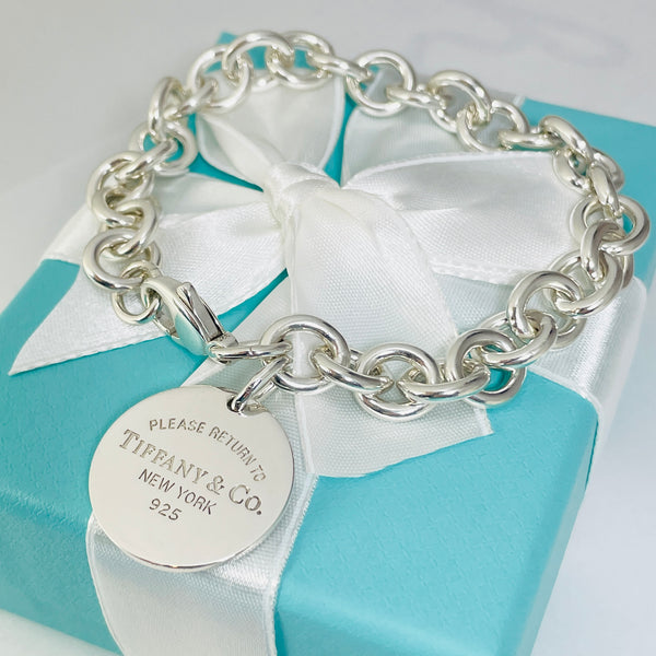 9" Extra Large Return to Tiffany & Co Round Tag Charm Bracelet in Silver - 1