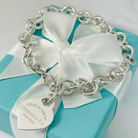 9.5" Large Return To Tiffany Heart Tag Charm Bracelet in Silver - 0