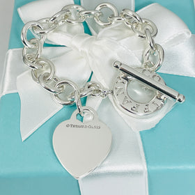 6.5" Extra Small Tiffany Heart Tag Toggle Charm Bracelet Classic in Sterling Silver