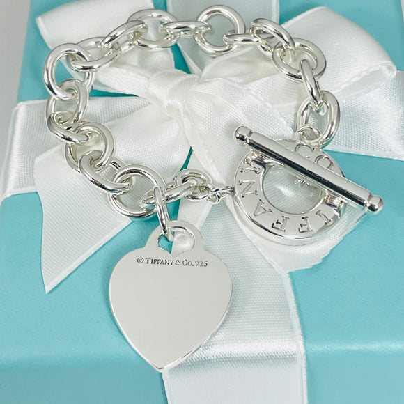 6.5" Extra Small Tiffany Heart Tag Toggle Charm Bracelet Classic in Sterling Silver