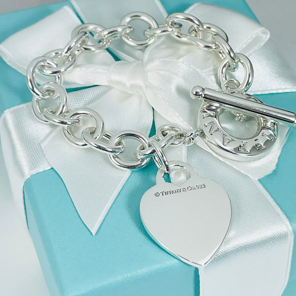 6.5" Extra Small Tiffany Heart Tag Toggle Charm Bracelet Classic in Sterling Silver