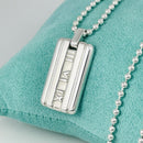 24" Tiffany & Co  Mens Unisex Atlas Dog Tag Bead Necklace in Sterling Silver-1