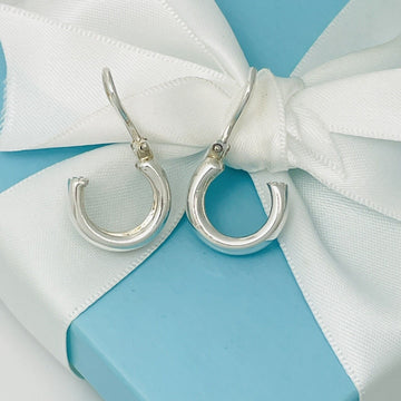 Tiffany & Co Vintage Hoop Huggie Clip on Earrings in Sterling Silver