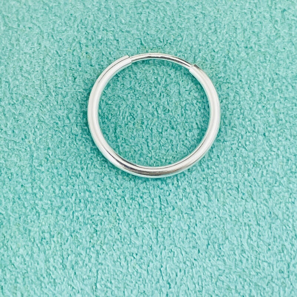 Endless Hoop Earring Wire Sleeper Thin Earring Small 14mm in Sterling Silver