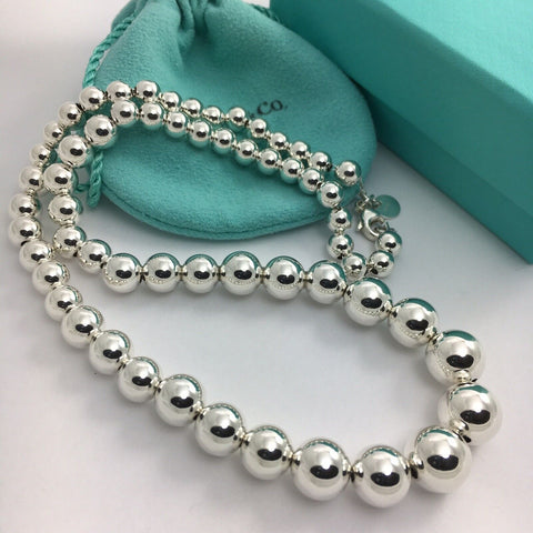 19" Tiffany & Co Sterling Silver HardWear Bead Ball Graduated Necklace - 0