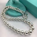 19" Tiffany & Co Sterling Silver HardWear Bead Ball Graduated Necklace-2