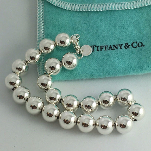Tiffany HardWear Ball Bracelet in Silver 10mm Beads - 9" RARE Extra Large
