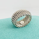 Size 4.5 Tiffany & Co Somerset Mesh Weave Flexible Dome Ring in Sterling Silver-2