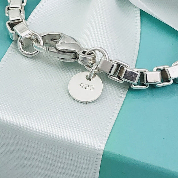 8.5" Large Tiffany & Co Venetian Box Link Bracelet in Sterling Silver Mens Unisex - 3