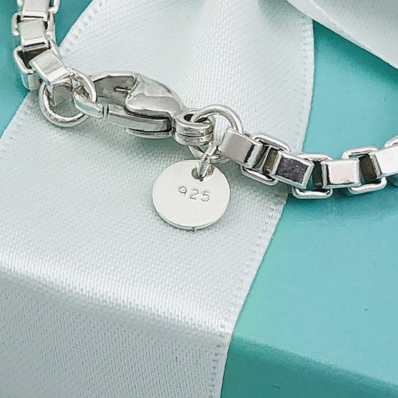 8.5" Large Tiffany & Co Venetian Box Link Bracelet in Sterling Silver Mens Unisex