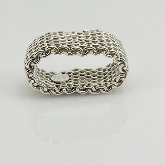 Size 5.5 Tiffany & Co Somerset Ring Mesh Weave Flexible Ring in Sterling Silver