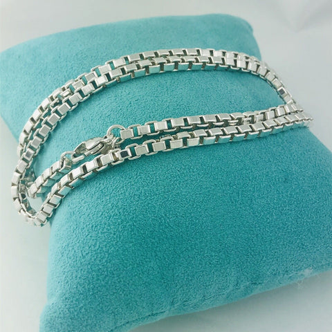 24" Tiffany & Co Venetian Box Link Necklace in Sterling Silver - Large Men’s Unisex - 0