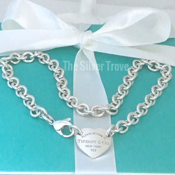 15" Please Return To Tiffany & Co Center Heart Tag Silver Choker Necklace - 4