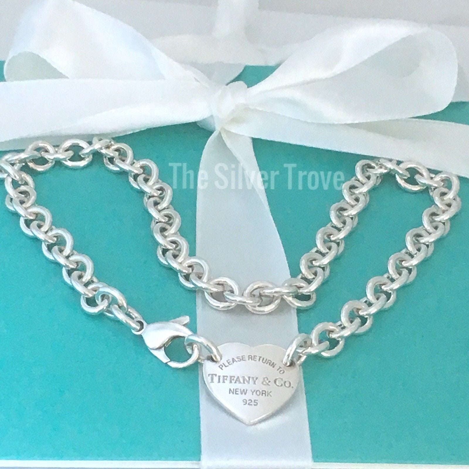 15.5" Please Return To Tiffany & Co Center Heart Tag Silver Choker Necklace