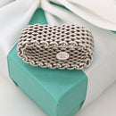 Size 9 Tiffany & Co Somerset Ring in Sterling Silver Mesh Weave Flexible Unisex-2