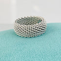 Size 9 Tiffany & Co Somerset Dome Sterling Silver Ring Mesh Weave Flexible Unisex - 1