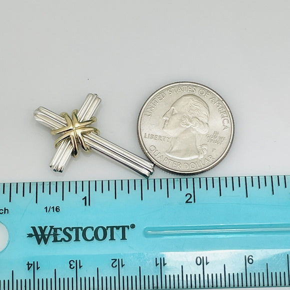 Tiffany & Co Silver and Yellow Gold Cross Crucifix Pendant Mens Unisex