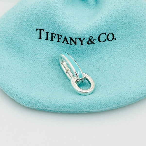 Tiffany Blue Enamel Oval Clasping Link Jump Ring Charm or Bracelet Extender - 2