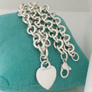 18" Tiffany & Co Sterling Silver Engravable Blank Heart Tag Necklace-9