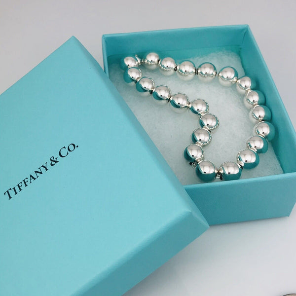 Tiffany HardWear Ball Bracelet in Silver 10mm Beads - 9.5" RARE Extra Large - 1