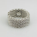 Size 5.5 Tiffany & Co Somerset Ring Mesh Weave Flexible Ring in Sterling Silver-2