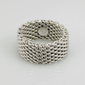 Size 5.5 Tiffany & Co Somerset Ring Mesh Weave Flexible Ring in Sterling Silver - 0
