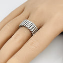 RARE Size 11.5 Tiffany & Co Somerset Ring in Sterling Silver Mesh Weave Flexible Unisex - 7