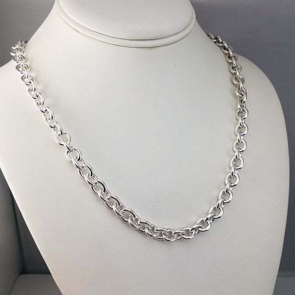 22" Tiffany Round Link Rolo Necklace in Silver - Mens Unisex