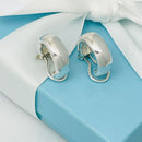 Tiffany & Co Vintage Hoop Huggie Clip on Earrings in Sterling Silver-2
