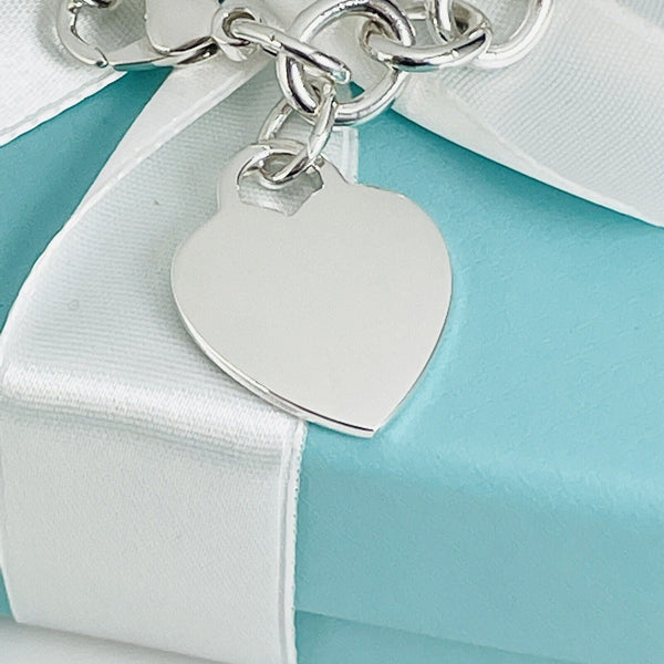 8" Tiffany & Co Classic Heart Tag Charm Bracelet in Sterling Silver - 3