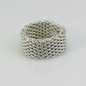 Size 5 Tiffany & Co Somerset Mesh Weave Flexible Ring in Sterling Silver - 1