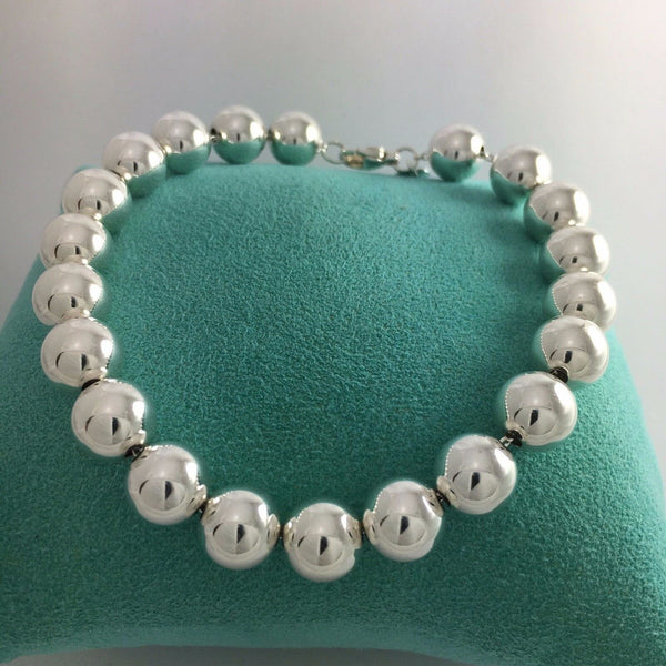 Tiffany HardWear Ball Bracelet in Silver 10mm Beads - 9" RARE Extra Large - 7