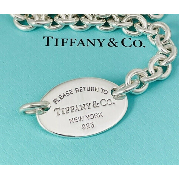 18" inch Return To Tiffany Oval Tag Necklace Choker Large Pendant NEW VERSION - 1
