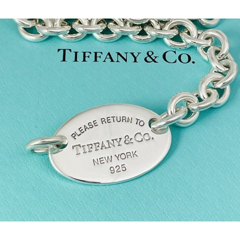 18" inch Return To Tiffany Oval Tag Necklace Choker Large Pendant NEW VERSION