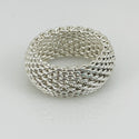 Size 7.5 Tiffany & Co Somerset Dome Sterling Silver Ring Mesh Weave Flexible Unisex - 2