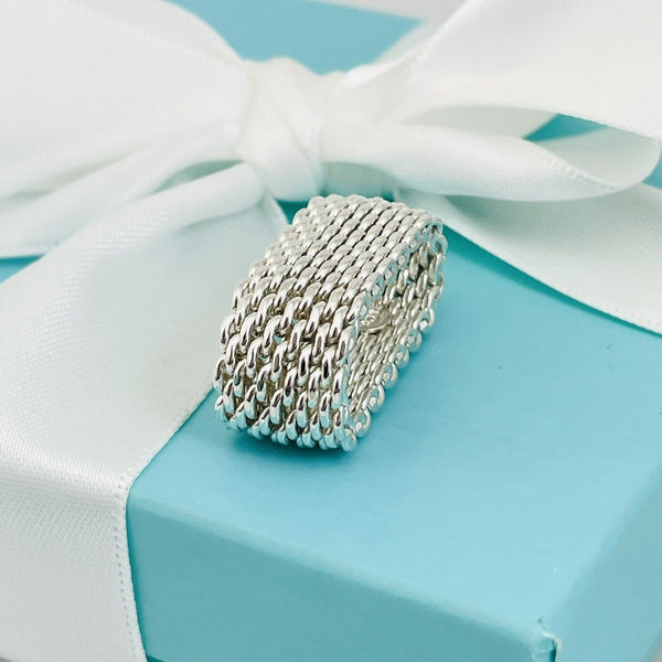 Size 6.5 Tiffany & Co Somerset Ring Mesh Weave Flexible Ring in Sterling Silver - 4