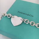8" Please Return To Tiffany & Co Sterling Silver Center Heart Charm Bracelet-8