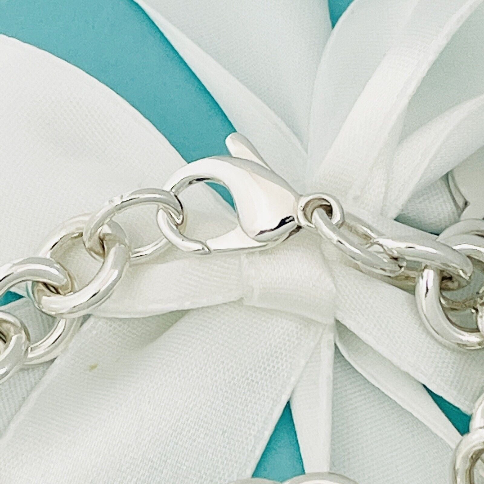 Please Return To Tiffany Heart Tag Charm Bracelet in Silver with Box