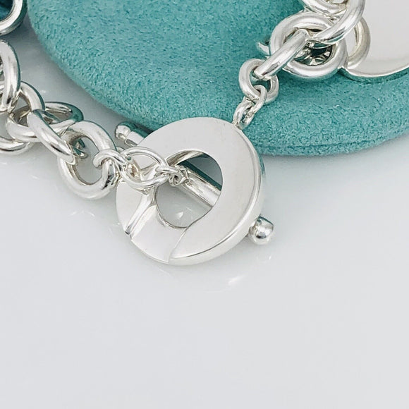 8" Tiffany Heart Tag Toggle Charm Bracelet Classic in Silver Blank