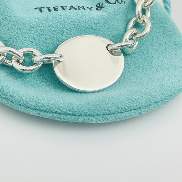 8" Please Return To Tiffany & Co Oval Tag Charm Bracelet in Sterling Silver